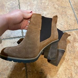 Brown booties heels